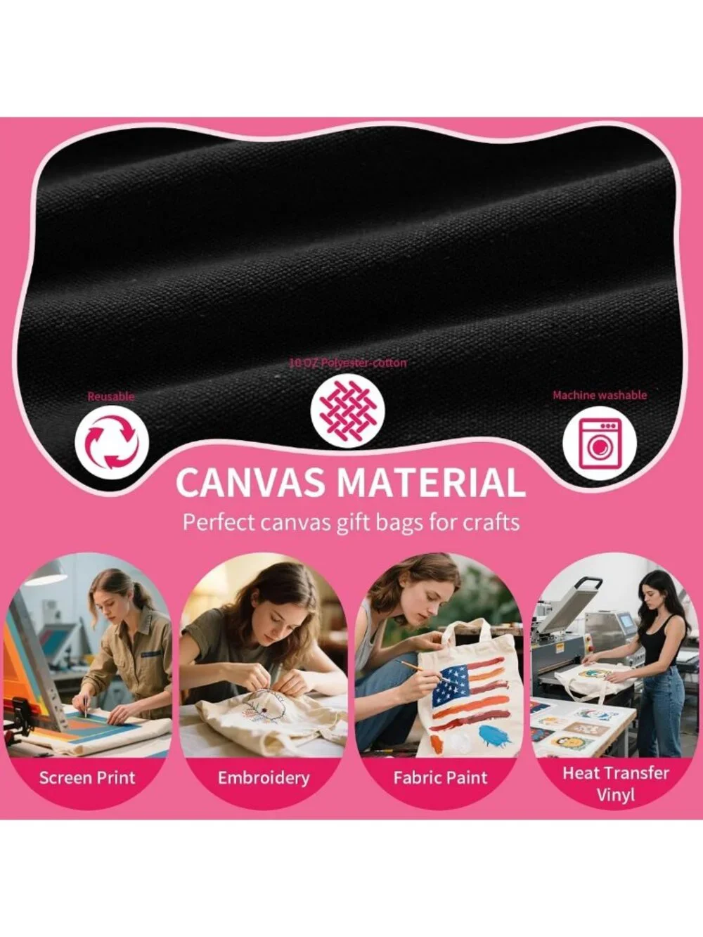 12 Pack Mini Canvas Tote Bags - Reusable Cute DIY Blank Bags for Women